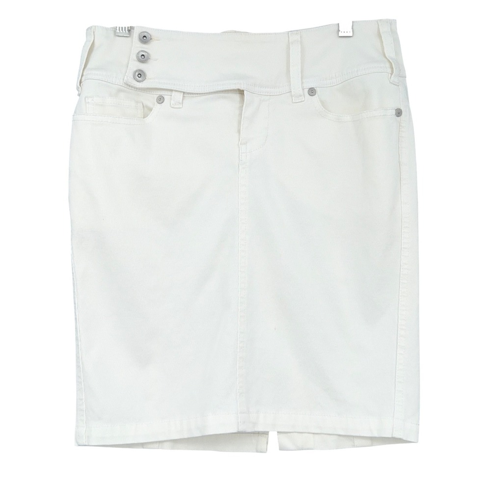 United Colors of Benetton Corduroy Pencil Skirt Women 30 Cotton White 10160